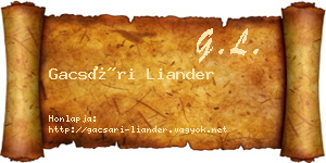 Gacsári Liander névjegykártya